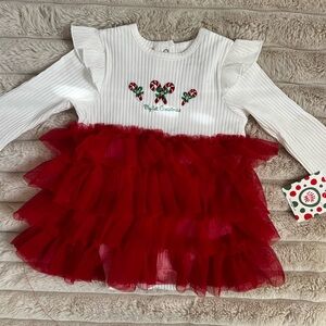 My first Christmas girls onesie with layered tulle  skirt NWT